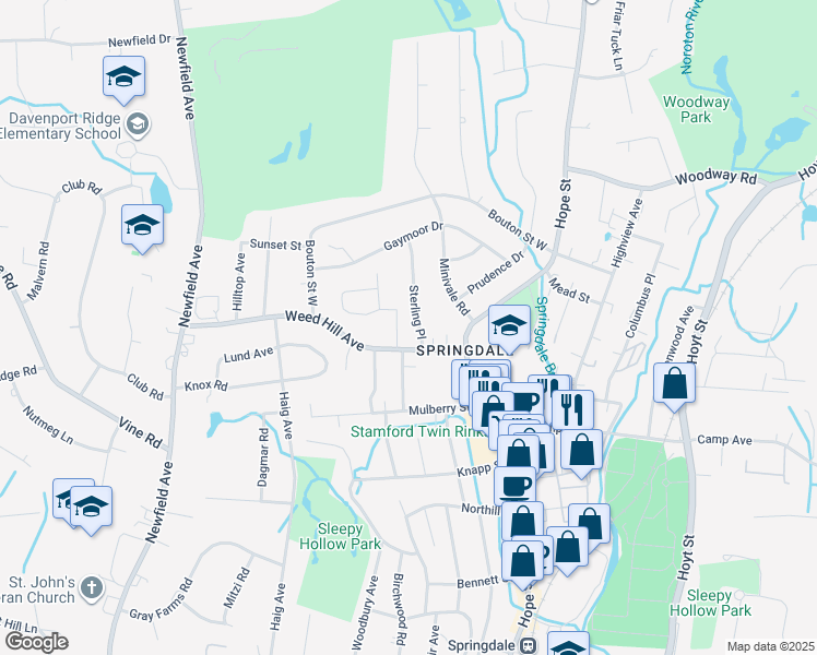 map of restaurants, bars, coffee shops, grocery stores, and more near 20 Sterling Place in Stamford