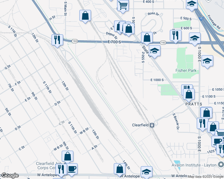 map of restaurants, bars, coffee shops, grocery stores, and more near 1051 South Freeport Industrial Parkway in Clearfield