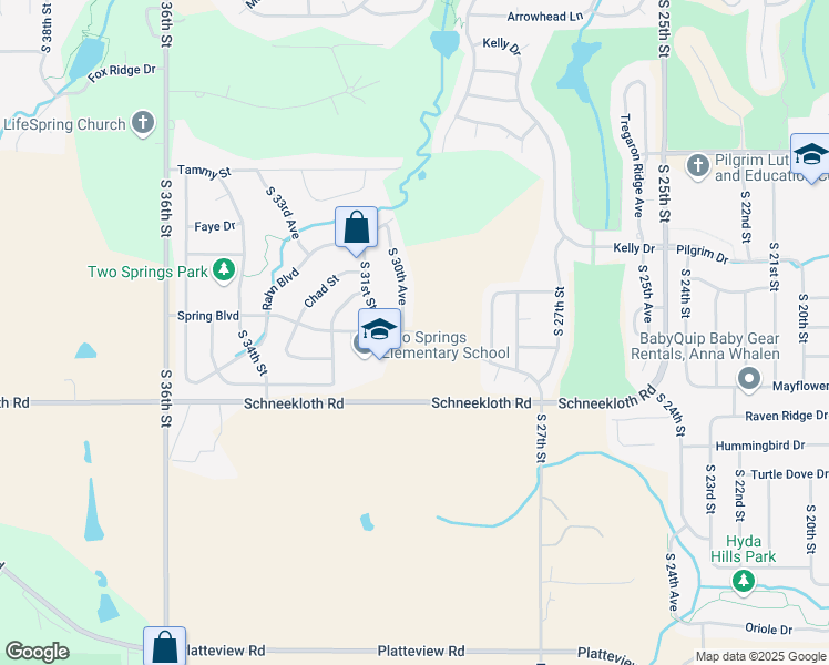 map of restaurants, bars, coffee shops, grocery stores, and more near 3001 Spring Boulevard in Bellevue
