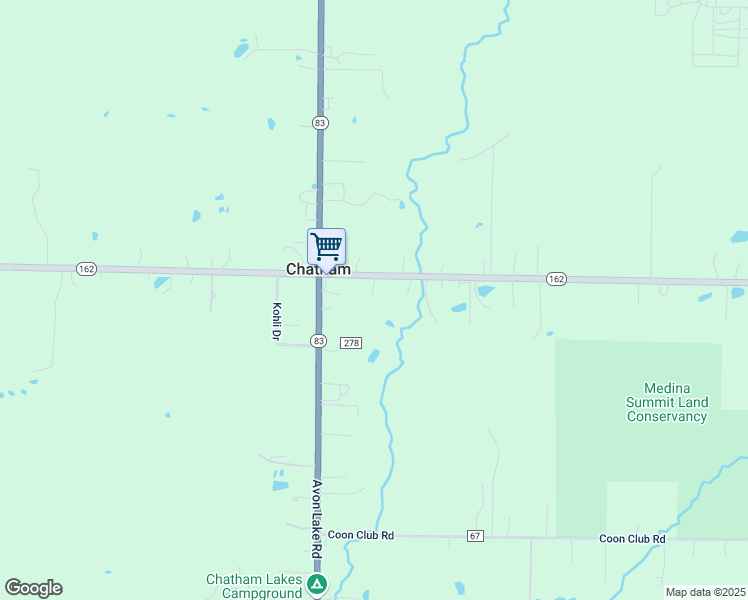 map of restaurants, bars, coffee shops, grocery stores, and more near 9212 Chatham Road in Medina