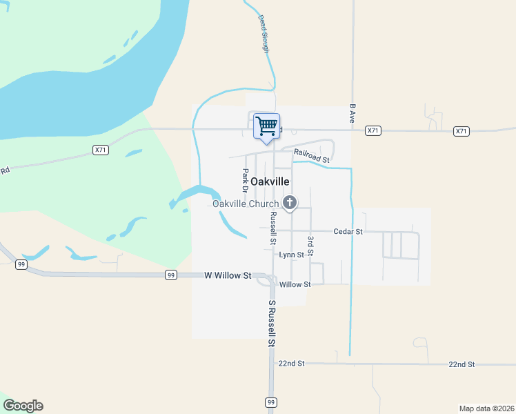 map of restaurants, bars, coffee shops, grocery stores, and more near Elm Street in Oakville