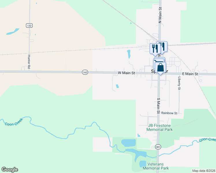 map of restaurants, bars, coffee shops, grocery stores, and more near 415 West Main Street in Spencer