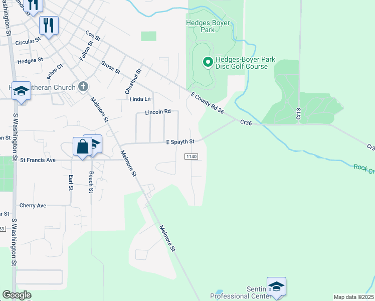 map of restaurants, bars, coffee shops, grocery stores, and more near 1742 South Winfield Drive in Tiffin