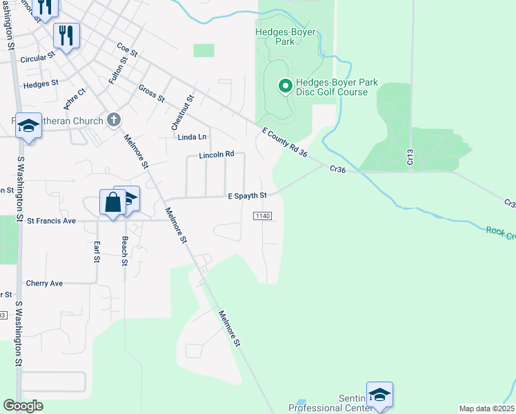 map of restaurants, bars, coffee shops, grocery stores, and more near 1742 South Winfield Drive in Tiffin