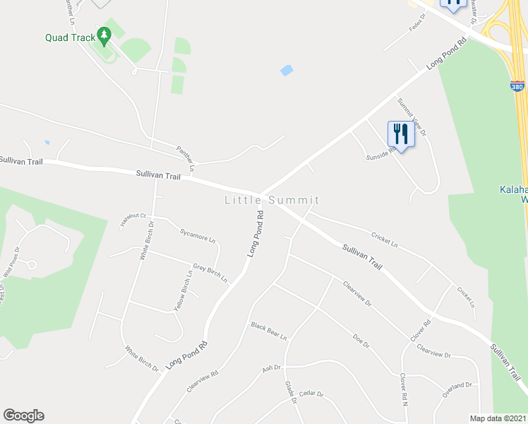 map of restaurants, bars, coffee shops, grocery stores, and more near 2832 Long Pond Road in Long Pond