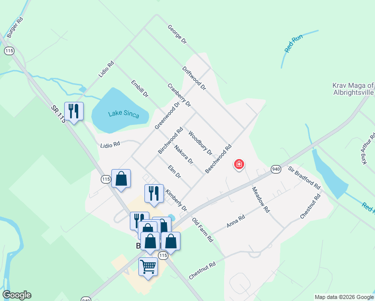 map of restaurants, bars, coffee shops, grocery stores, and more near 19C Nakora Dr in Blakeslee