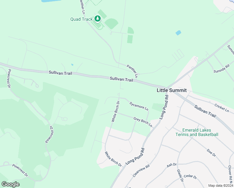 map of restaurants, bars, coffee shops, grocery stores, and more near 5231 White Birch Drive in Long Pond