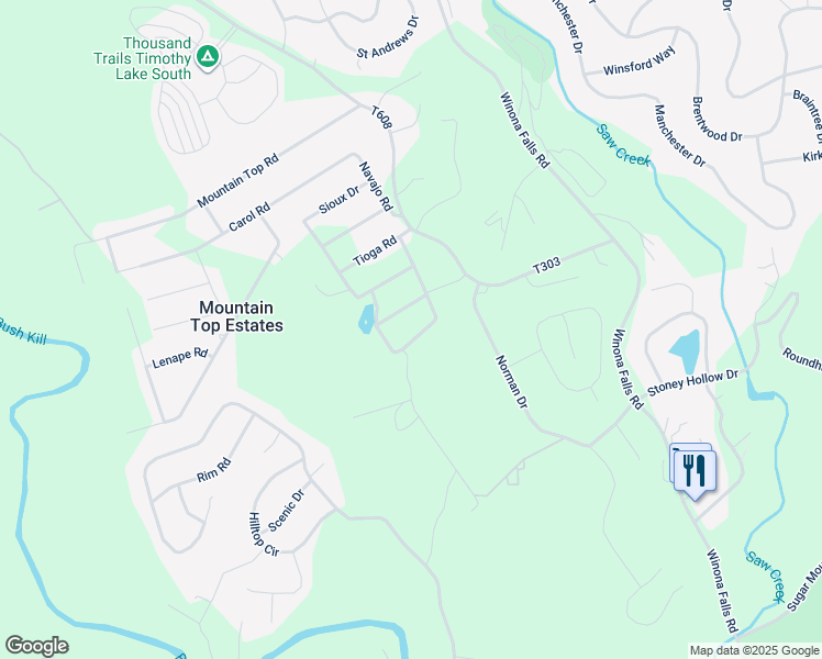 map of restaurants, bars, coffee shops, grocery stores, and more near 636 Oneida Drive in East Stroudsburg
