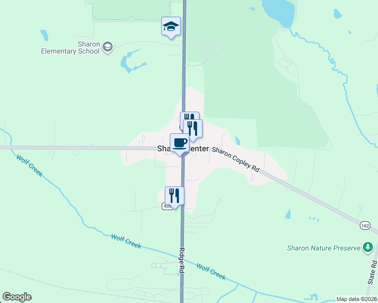 map of restaurants, bars, coffee shops, grocery stores, and more near in Sharon Center