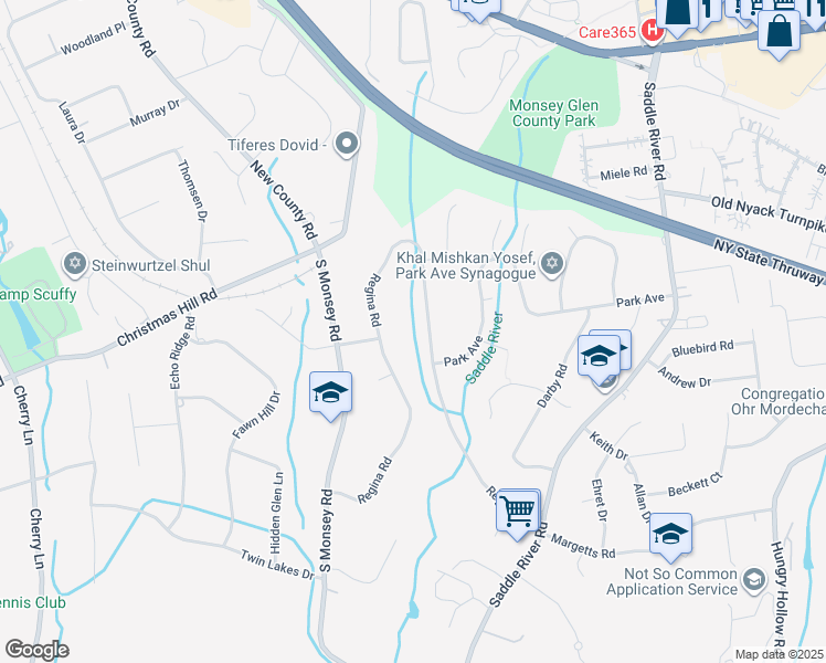 map of restaurants, bars, coffee shops, grocery stores, and more near 35 Regina Road in Monsey