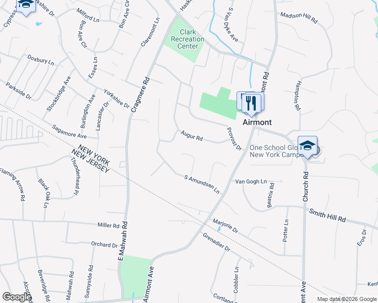 map of restaurants, bars, coffee shops, grocery stores, and more near 7 Litchult Court in Airmont