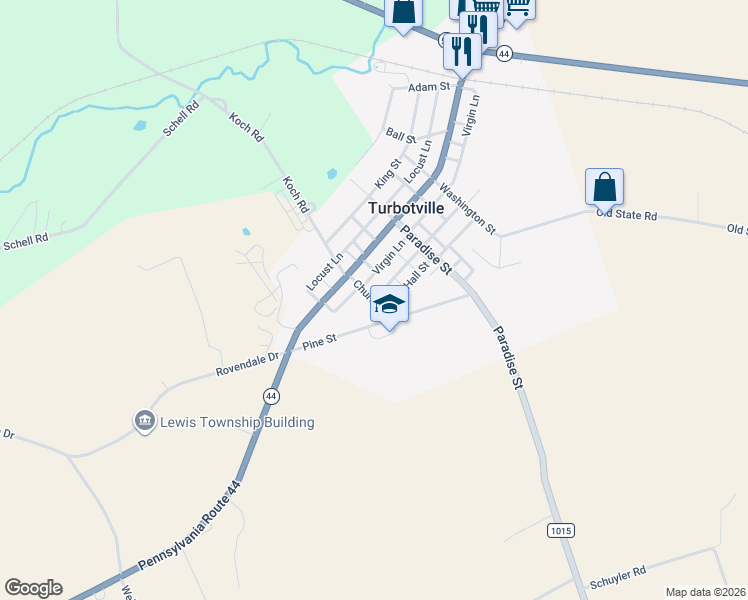 map of restaurants, bars, coffee shops, grocery stores, and more near 298 Broadway Street in Turbotville