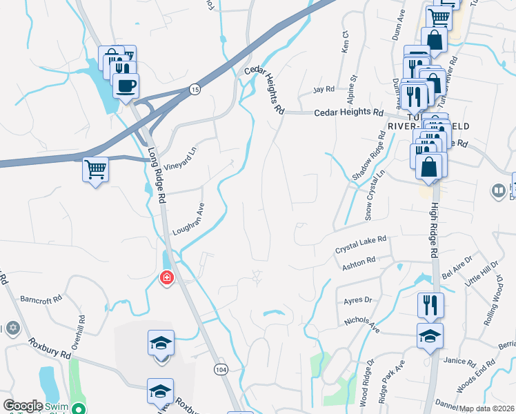 map of restaurants, bars, coffee shops, grocery stores, and more near 151 Clay Hill Road in Stamford