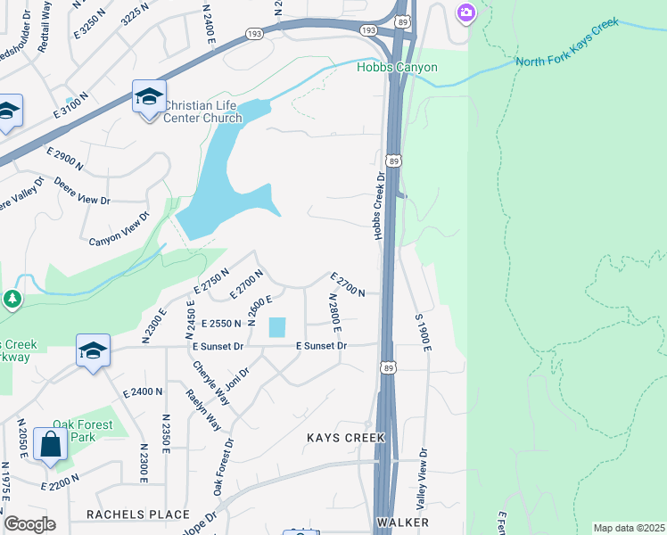 map of restaurants, bars, coffee shops, grocery stores, and more near 2777 East 2700 North in Layton