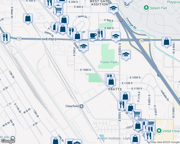map of restaurants, bars, coffee shops, grocery stores, and more near 702 South 700 East in Clearfield