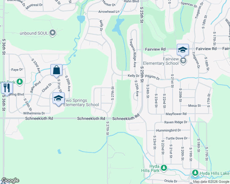 map of restaurants, bars, coffee shops, grocery stores, and more near 14413 South 27th Street in Bellevue