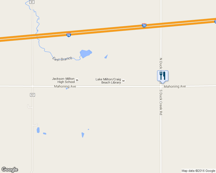 map of restaurants, bars, coffee shops, grocery stores, and more near 13910 Mahoning Avenue in North Jackson