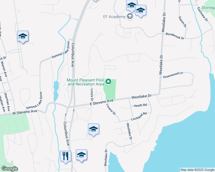 map of restaurants, bars, coffee shops, grocery stores, and more near 125 Lozza Drive in Valhalla