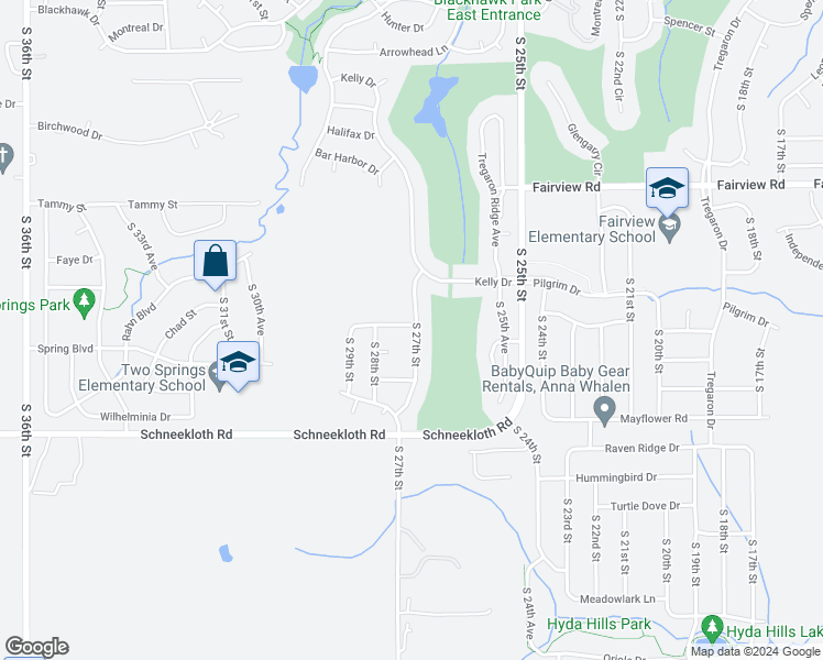map of restaurants, bars, coffee shops, grocery stores, and more near 14402 South 27th Street in Bellevue