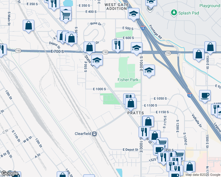 map of restaurants, bars, coffee shops, grocery stores, and more near 835 South State Street in Clearfield