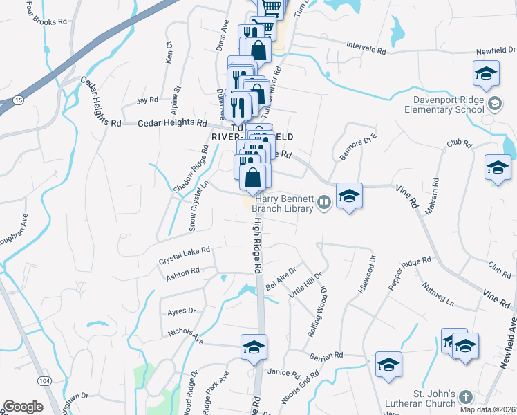 map of restaurants, bars, coffee shops, grocery stores, and more near 828 High Ridge Road in Stamford