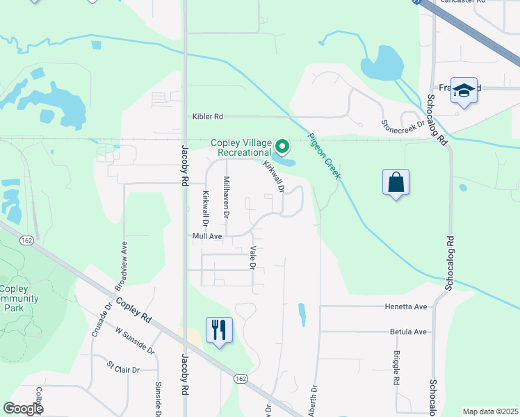 map of restaurants, bars, coffee shops, grocery stores, and more near 2805 Mull Avenue in Akron