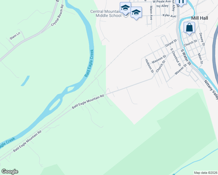 map of restaurants, bars, coffee shops, grocery stores, and more near Mountain Road in Mill Hall
