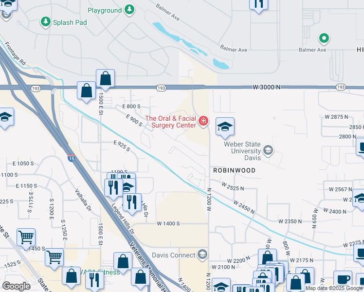 map of restaurants, bars, coffee shops, grocery stores, and more near 1844 1025 South in Clearfield