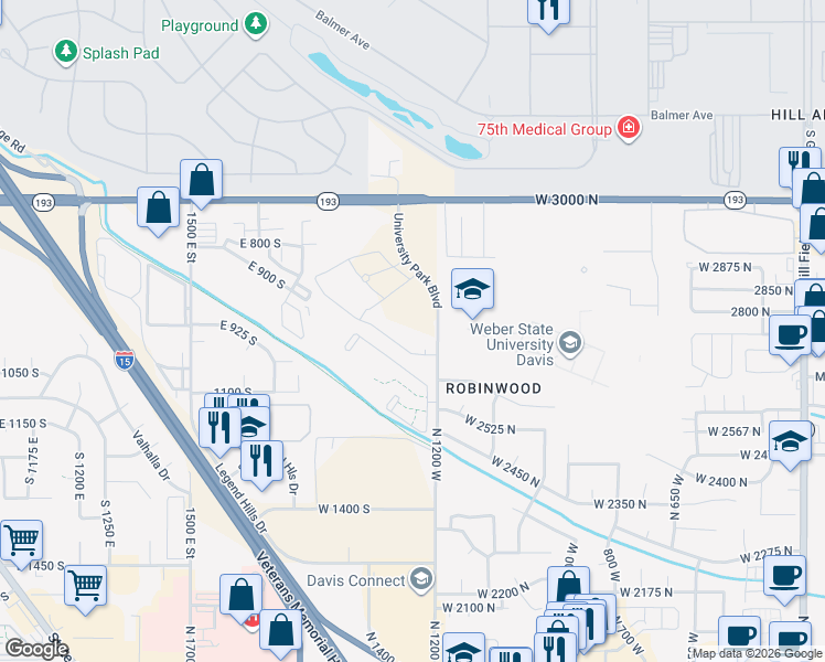 map of restaurants, bars, coffee shops, grocery stores, and more near in Roy
