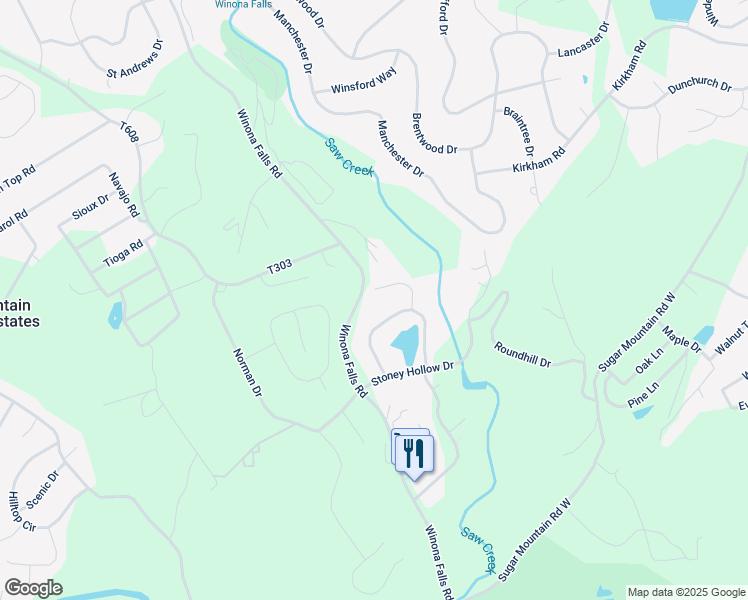 map of restaurants, bars, coffee shops, grocery stores, and more near 125 Circle Court in East Stroudsburg