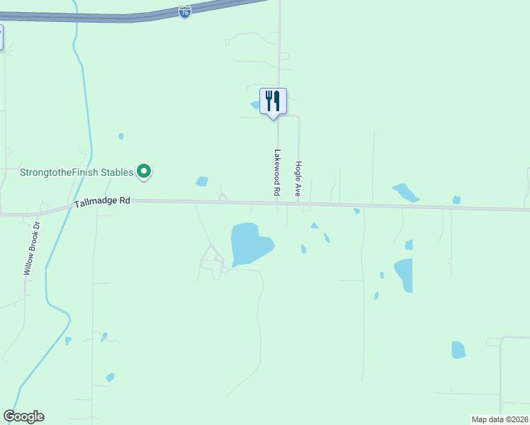 map of restaurants, bars, coffee shops, grocery stores, and more near 2898 Tallmadge Road in Ravenna