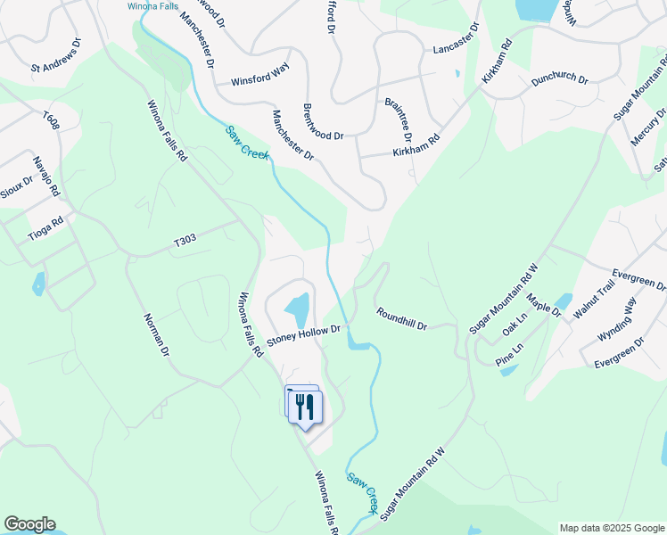map of restaurants, bars, coffee shops, grocery stores, and more near 4221 Stoney Hollow Drive in Bushkill