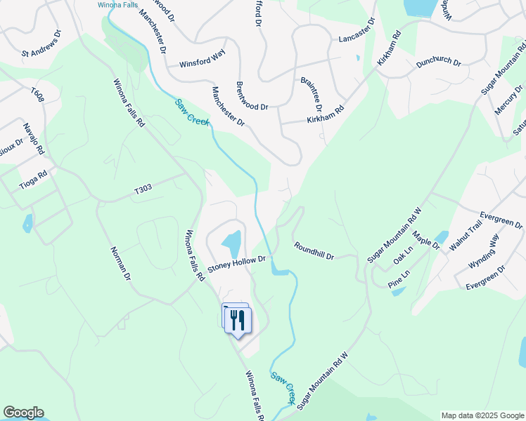 map of restaurants, bars, coffee shops, grocery stores, and more near 4221 Stoney Hollow Drive in Bushkill