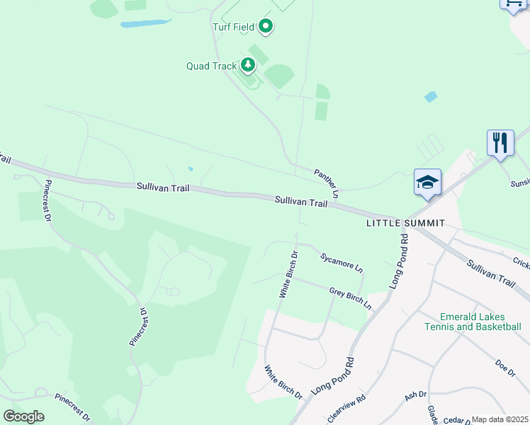 map of restaurants, bars, coffee shops, grocery stores, and more near 398 Sullivan Trail in Long Pond
