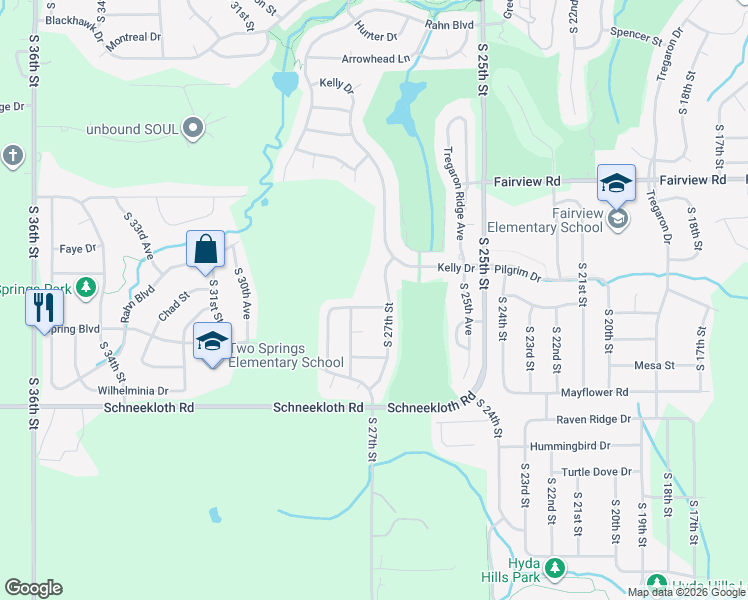 map of restaurants, bars, coffee shops, grocery stores, and more near 2706 Michaela Street in Bellevue