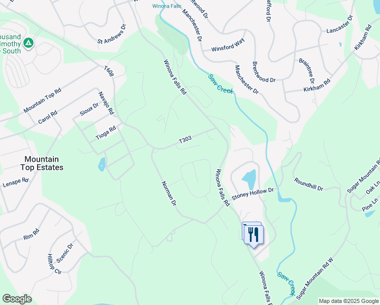 map of restaurants, bars, coffee shops, grocery stores, and more near 116 Peace Falls Road in East Stroudsburg
