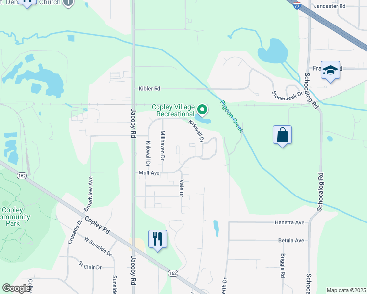map of restaurants, bars, coffee shops, grocery stores, and more near 2805 Mull Avenue in Akron