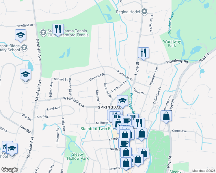 map of restaurants, bars, coffee shops, grocery stores, and more near in Stamford