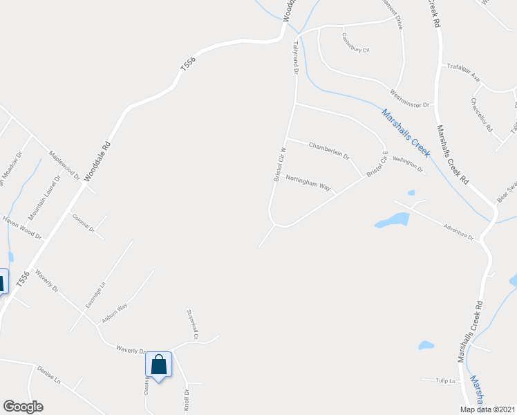 map of restaurants, bars, coffee shops, grocery stores, and more near Bristol Circle West in East Stroudsburg
