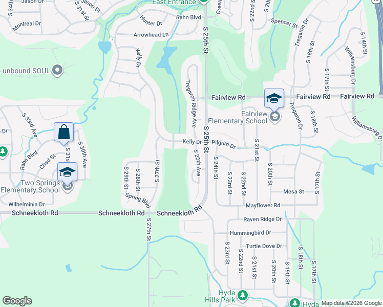 map of restaurants, bars, coffee shops, grocery stores, and more near 14312 South 25th Avenue in Bellevue