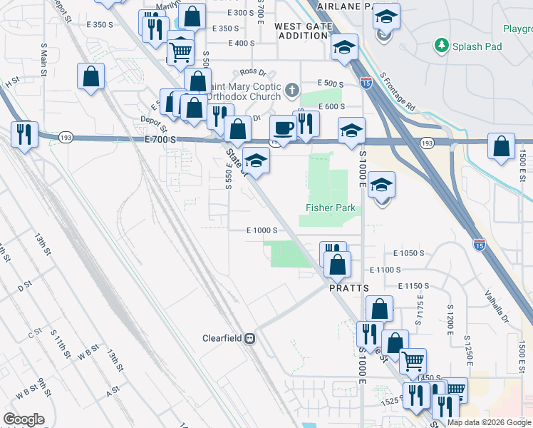 map of restaurants, bars, coffee shops, grocery stores, and more near 930 State Street in Clearfield