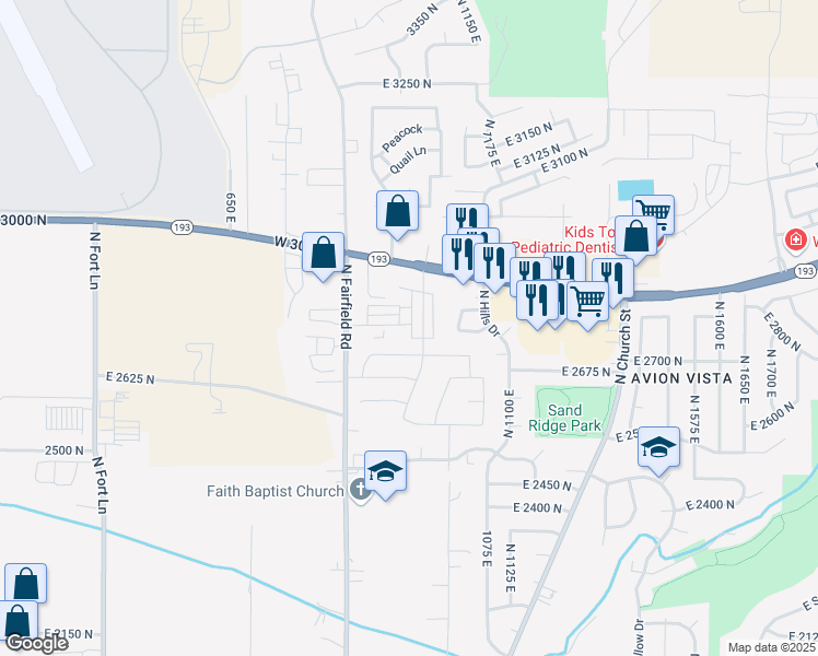 map of restaurants, bars, coffee shops, grocery stores, and more near 948 East Hercules Court in Layton