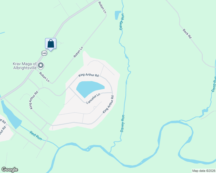 map of restaurants, bars, coffee shops, grocery stores, and more near 116-118 King Arthur Road in Blakeslee