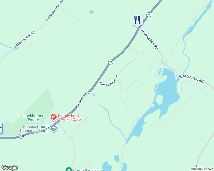 map of restaurants, bars, coffee shops, grocery stores, and more near 27 Saddle Ridge Road in Sparta