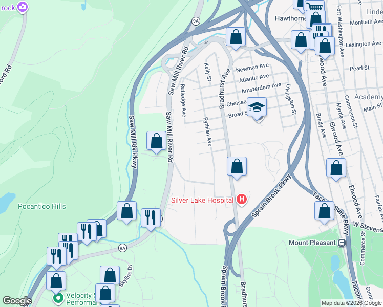 map of restaurants, bars, coffee shops, grocery stores, and more near 178 Rutledge Avenue in Hawthorne