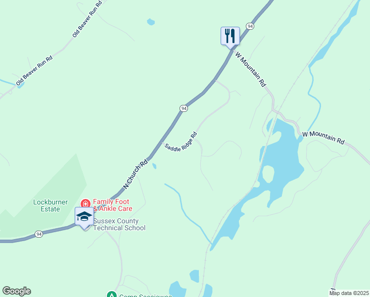 map of restaurants, bars, coffee shops, grocery stores, and more near 23 Saddle Ridge Road in Sparta