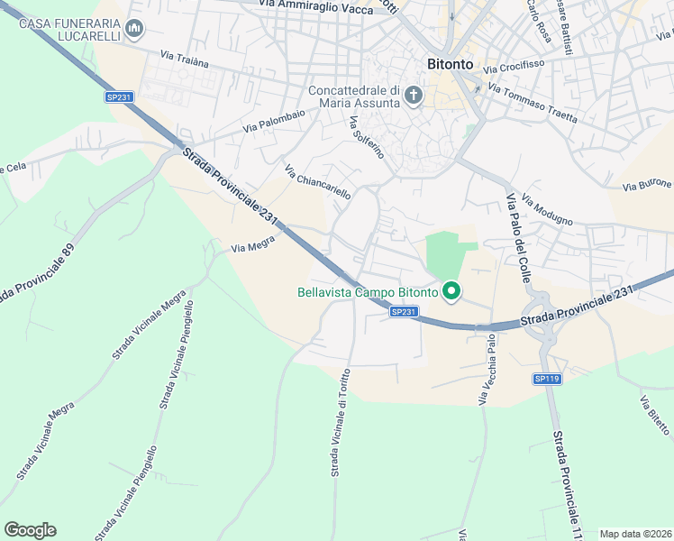 map of restaurants, bars, coffee shops, grocery stores, and more near Via Raffaele Abbaticchio in Bitonto