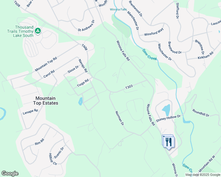 map of restaurants, bars, coffee shops, grocery stores, and more near 6442 Timothy Lake Road in East Stroudsburg