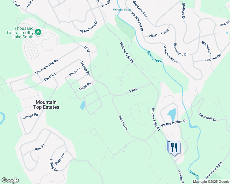 map of restaurants, bars, coffee shops, grocery stores, and more near 6442 Timothy Lake Road in East Stroudsburg