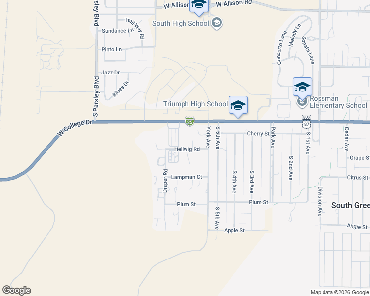 map of restaurants, bars, coffee shops, grocery stores, and more near 1400-1484 Hellwig Road in Cheyenne